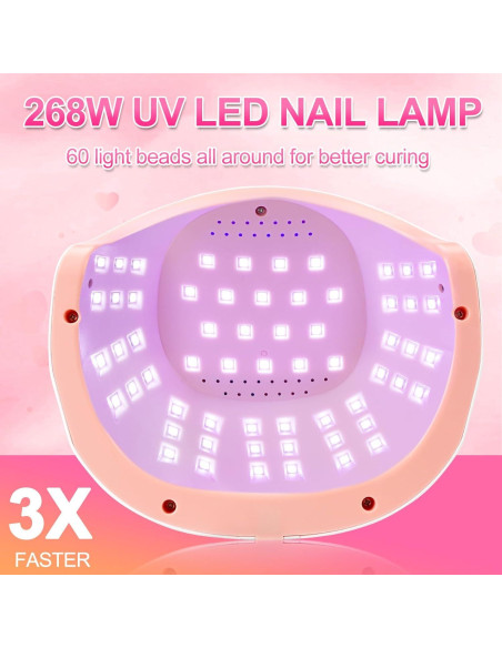 LKE Lámpara UV LED 268W para Uñas con 4 Temporizadores