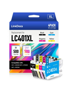 Cartuchos de tinta compatibles LinkDocs LC401XL para Brother 4 Pack