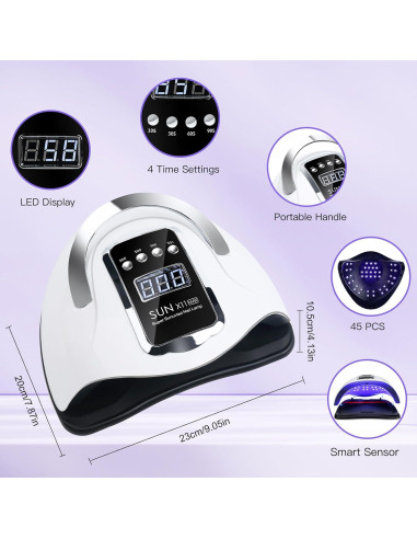 Lámpara de Uñas UV LED Wisdompark 180W con Sensor Automático