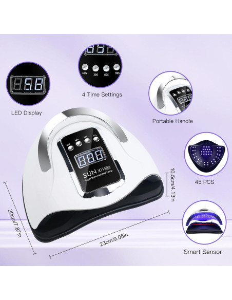 Lámpara de Uñas UV LED Wisdompark 180W con Sensor Automático