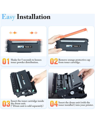 Cartucho de Tóner LxTek TN660 Compatible para Brother - 4 Pzs