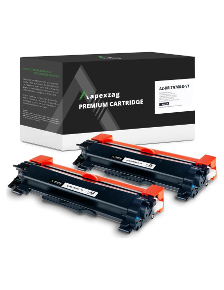 Tóner ApexZag TN760 para impresora Brother - 2 Paquete, 3000 Páginas