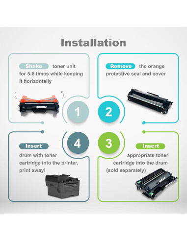 Tóner ApexZag TN760 para impresora Brother - 2 Paquete, 3000 Páginas