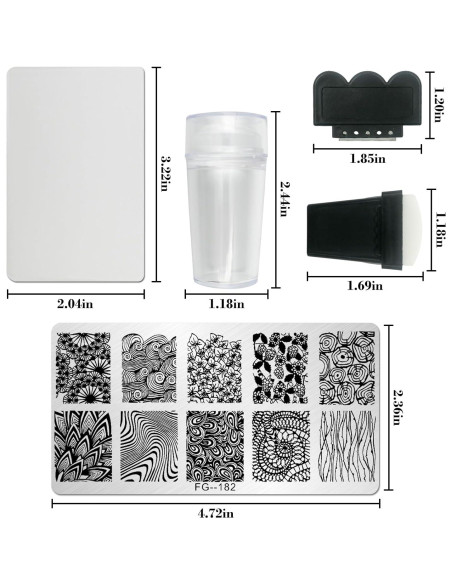 Kit de Estampado de Uñas AddFavor 7 Piezas con Sellos y Raspadores