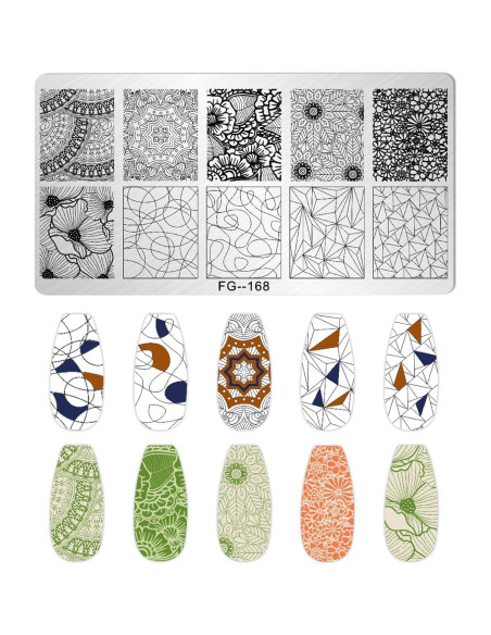 Kit de Estampado de Uñas AddFavor 7 Piezas con Sellos y Raspadores