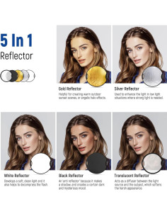 Reflector de Luz 56cm NEEWER 5 en 1 Plegable con Mango 2