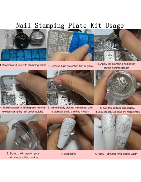 Kit de Estampado de Uñas AddFavor 7 Piezas con Sellos y Raspadores