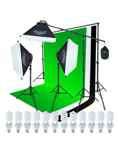 Kit de Iluminación Fotográfica LINCO 2000W con Fondos 3 Colores