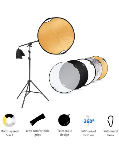 Kit de Soporte para Reflector de Fotografía Selens 5-en-1 80cm