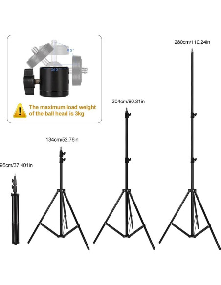Soporte de Luz Ajustable ITOTIN 2.8m con Amortiguación de Resorte