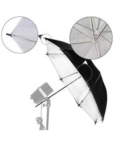 Paraguas Reflector Doble Capa LimoStudio 101.6 cm Negro Blanco 2