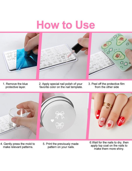 Estampador de Uñas Bruislard con Plantillas y Placa Corazón