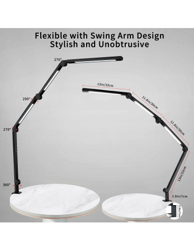 Lámpara de Escritorio LED Vimeepro con Brazo Oscilante 4 Modos