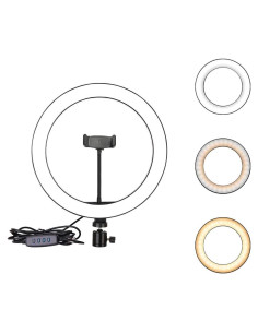 Anillo de Luz LED OEBLD 25.4 cm Regulable 3 Modos 10 Brillos