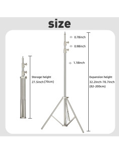 Soporte de Luz Fotográfica Lapgood 2m Acero Inoxidable 10kg 2