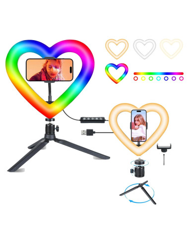 Luz de Anillo LED RGB 10" PEYOU con Soporte y 47 Modos