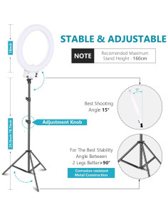 Luz de Anillo LED Neewer 45 cm Bi-color Regulable con Soporte 2