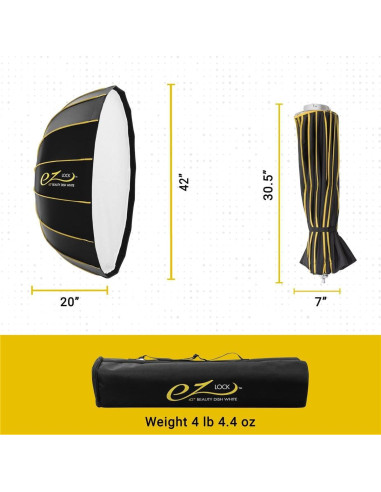 Plato de Belleza Glow EZ Lock 42" Blanco con Montura Bowens