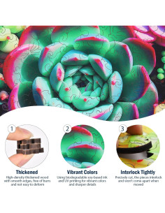 Rompecabezas de Madera Hopelucr 200 Piezas Suculentas 28.3x27.2cm 2