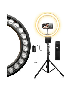 Luz de Anillo LED 30.48 cm AGOGO 24W con Trípode y Soporte