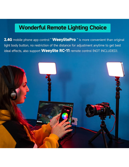 VILTROX Luz de Video RGB 15W CRI 95+ Portátil 2800-6800K