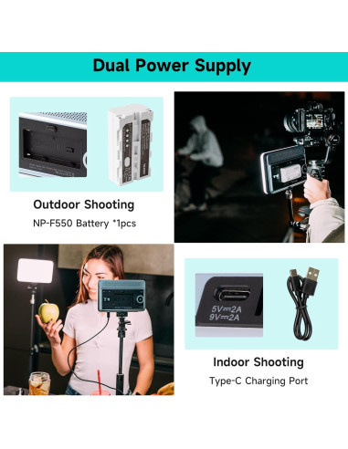 VILTROX Luz de Video RGB 15W CRI 95+ Portátil 2800-6800K