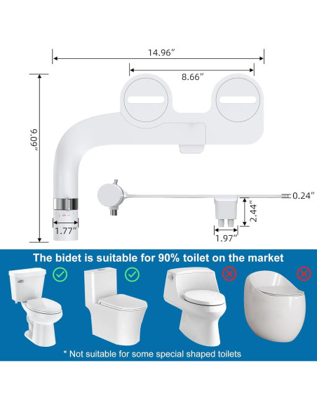 Accesorio de Bidet Homfan con Doble Boquilla y Control de Agua