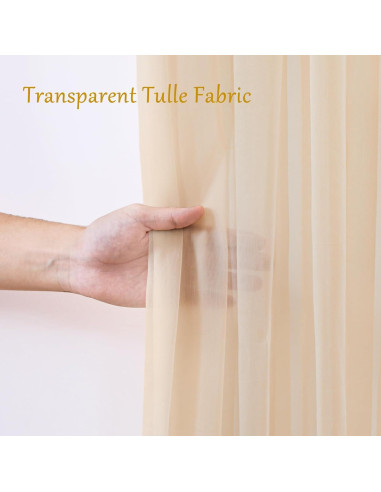 Cortina de Tulle Champagne 3.05x3.05m con Luces para Fiestas