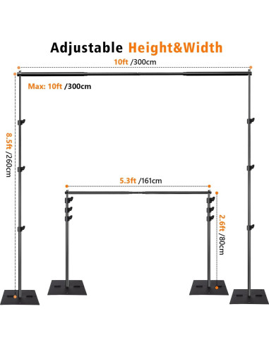 Kit de Estudio Fotográfico HYJ-1028 con Fondo Muselina 3.66x3.05m