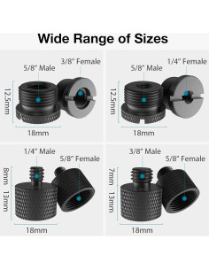 InnoGear Adaptadores de Micrófono 8 Piezas Aluminio 1/4" 3/8" 5/8" 2