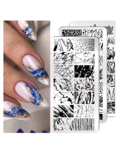 3 Plantillas de Estampado de Uñas Mármol Francés OCOUYVD-151