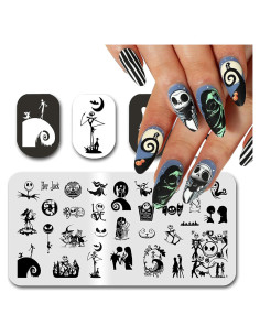 Placa de Estampado de Uñas Halloween MABKJLF 12x6 cm