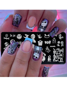 Placa de Estampado de Uñas Halloween MABKJLF 12x6 cm 2