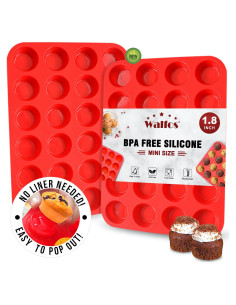 Juego de Moldes para Muffins de Silicona Walfos, 2 Pzs 24 Tazas