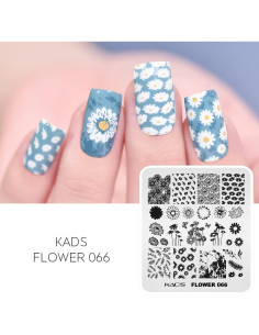 Plantilla de Estampado de Uñas KADS Flor 066 Acero Inoxidable 2