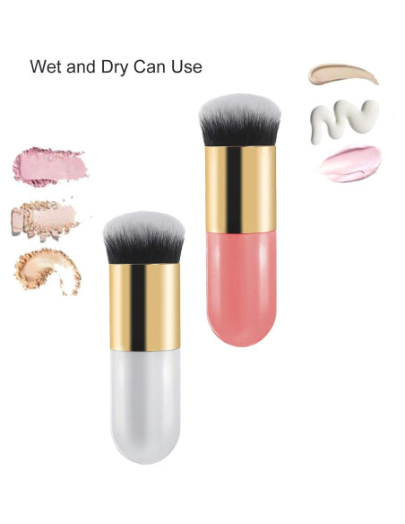 Brochas de Maquillaje AFT90 - 2 Piezas Base Líquida Dorado/Rosa