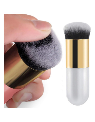 Brochas de Maquillaje AFT90 - 2 Piezas Base Líquida Dorado/Rosa