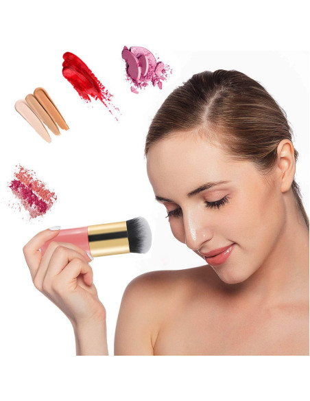 Brochas de Maquillaje AFT90 - 2 Piezas Base Líquida Dorado/Rosa