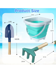 Juego de 3 Cubos Plegables OKGD para Niños con Pala y Rastrillo 2