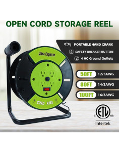 Carrete de Almacenamiento de Cables Ultra Explorer Verde 1.78kg 2