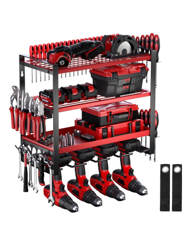 Organizador de Herramientas Nacial 4 Capas Montaje Pared Rojo