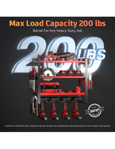 Organizador de Herramientas Nacial 4 Capas Montaje Pared Rojo