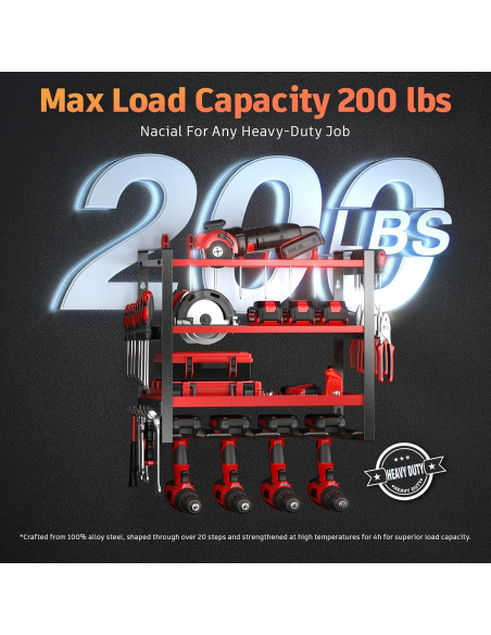 Organizador de Herramientas Nacial 4 Capas Montaje Pared Rojo Organizador de Herramientas Nacial 4 Capas Montaje Pared Rojo