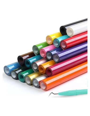 Paquete de Vinilo de Transferencia de Calor HTVRONT 20 Colores 30.48 x 91.44 cm