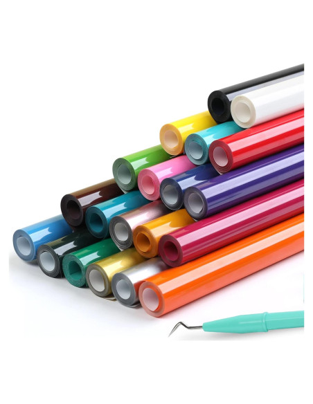 Paquete de Vinilo de Transferencia de Calor HTVRONT 20 Colores 30.48 x 91.44 cm