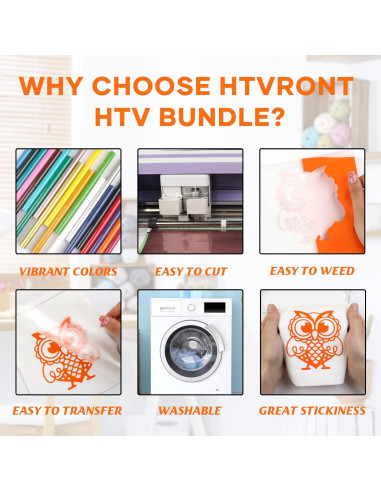 Paquete de Vinilo de Transferencia de Calor HTVRONT 20 Colores 30.48 x 91.44 cm