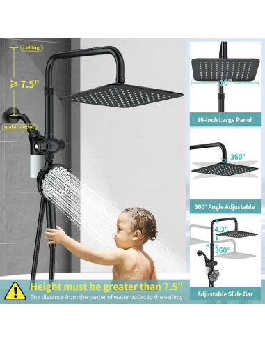 Cabezal de Ducha Doble EAARSUO 10" con Filtro y Spray de Mano