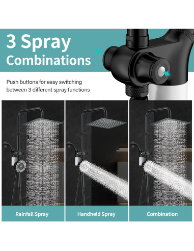 Cabezal de Ducha Doble EAARSUO 10" con Filtro y Spray de Mano