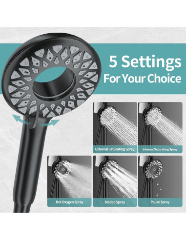 Cabezal de Ducha Doble EAARSUO 10" con Filtro y Spray de Mano