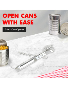 Abrebotellas 3-en-1 Chef Craft Acero Inoxidable 15.24 cm 2